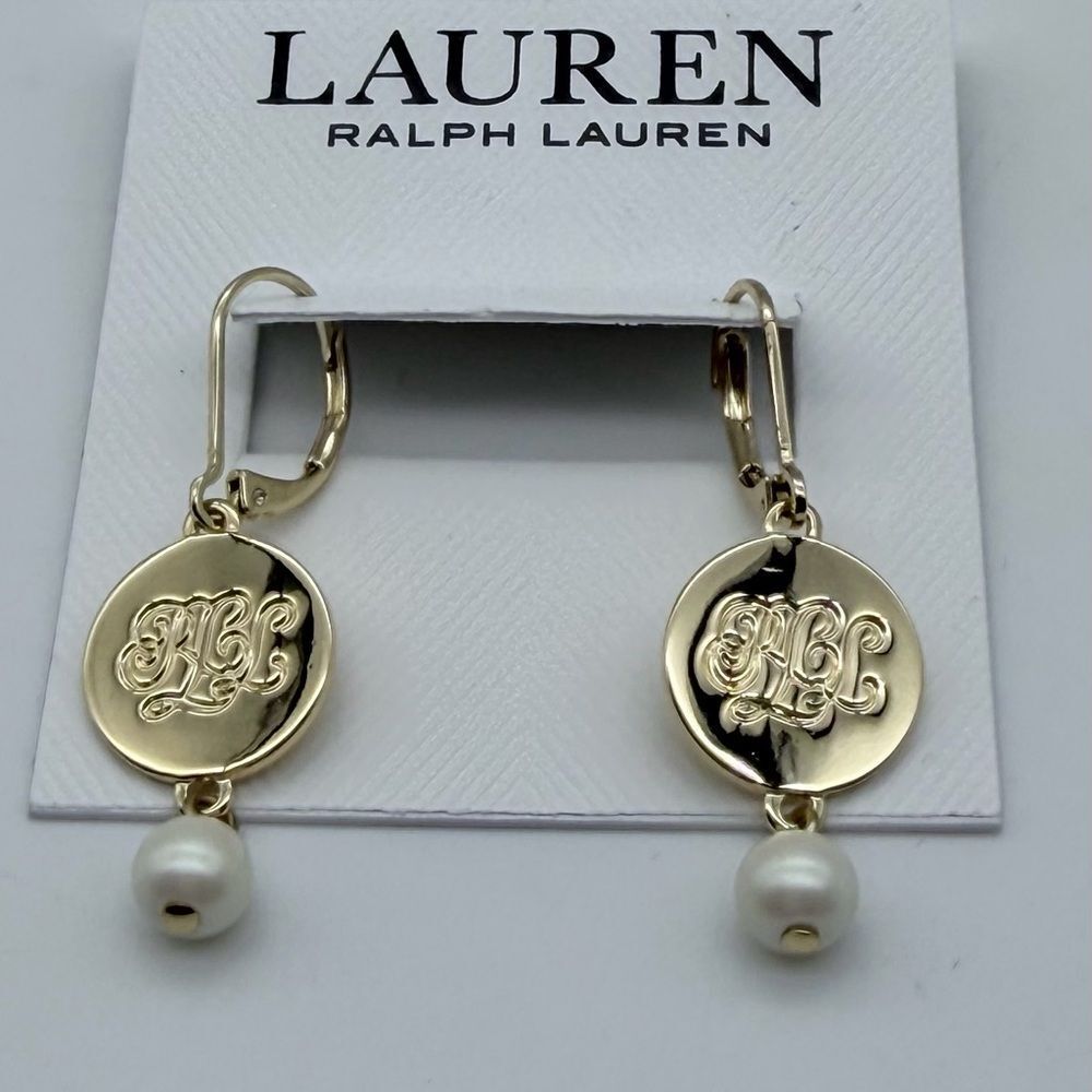 NWT Lauren Ralph Lauren Elegant Gold and Pearl Earrings